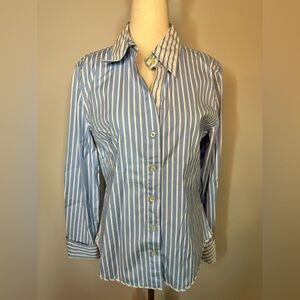 Sz M Tommy Hilfiger button down blue white striped shirt